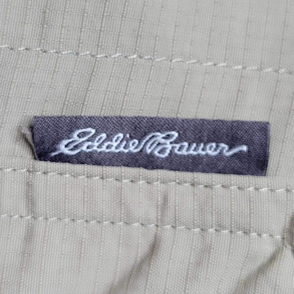 Eddie Bauer Travex Men's Button Down Shirt Size XLT Tall Khaki Beige SS Nylon - Picture 7 of 12